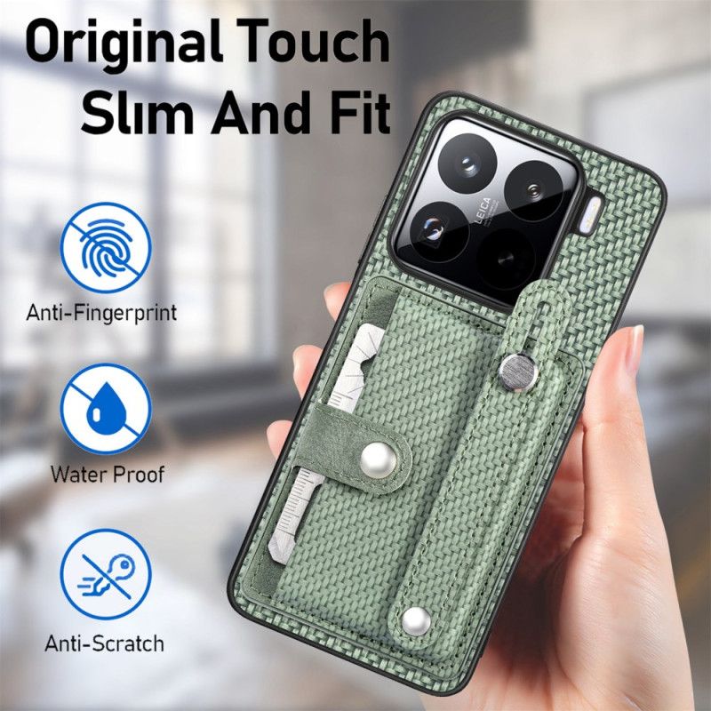 Cover Til Xiaomi 15 Kortholder Og Rem I Kulfiber