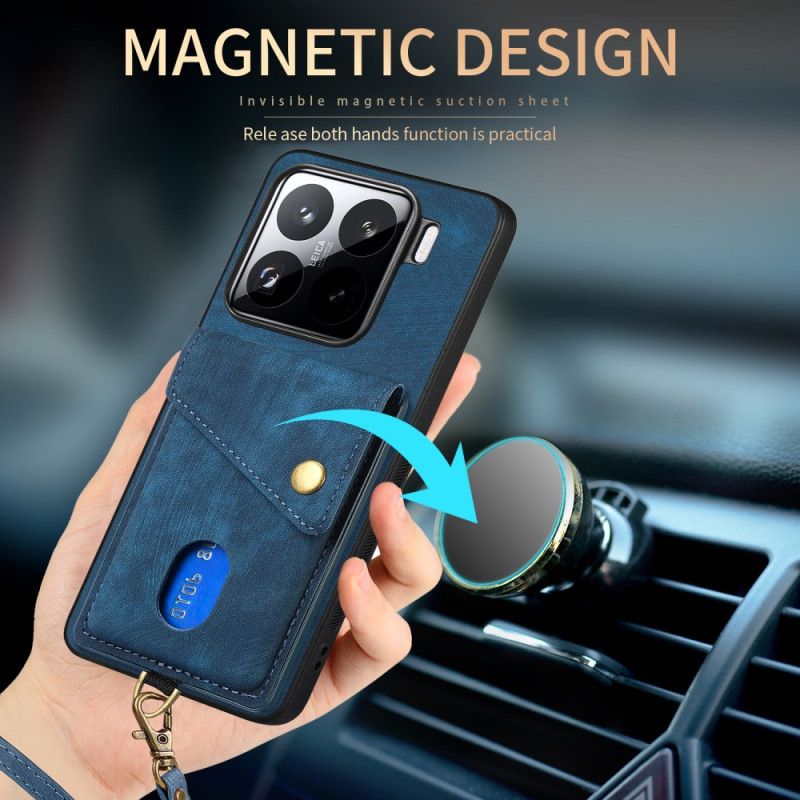 Cover Xiaomi 15 Kortholder Og Rem I Ruskindseffekt