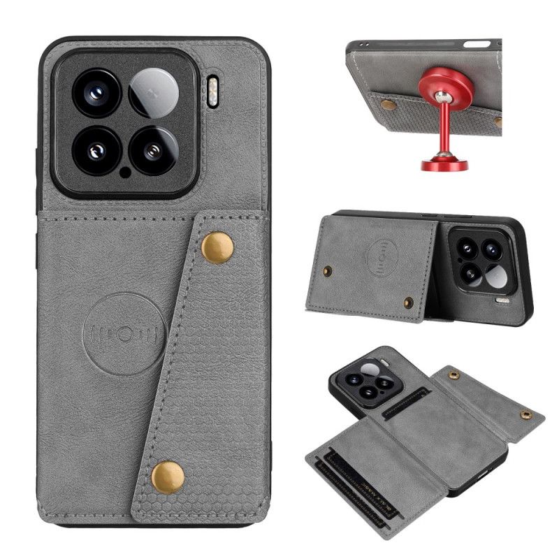 Cover Xiaomi 15 Lædereffekt Med Kortholder Og Stativ