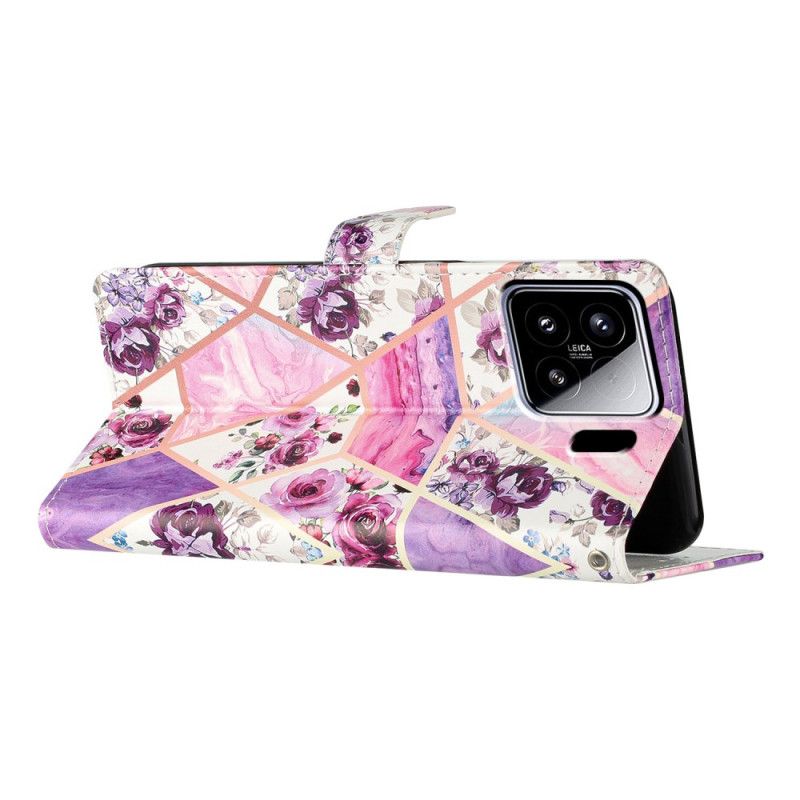 Flip Cover Til Xiaomi 15 Lilla Blomstermønster