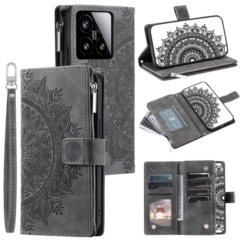 Flip Cover Til Xiaomi 15 Mandala-pung Med Ruskindseffekt