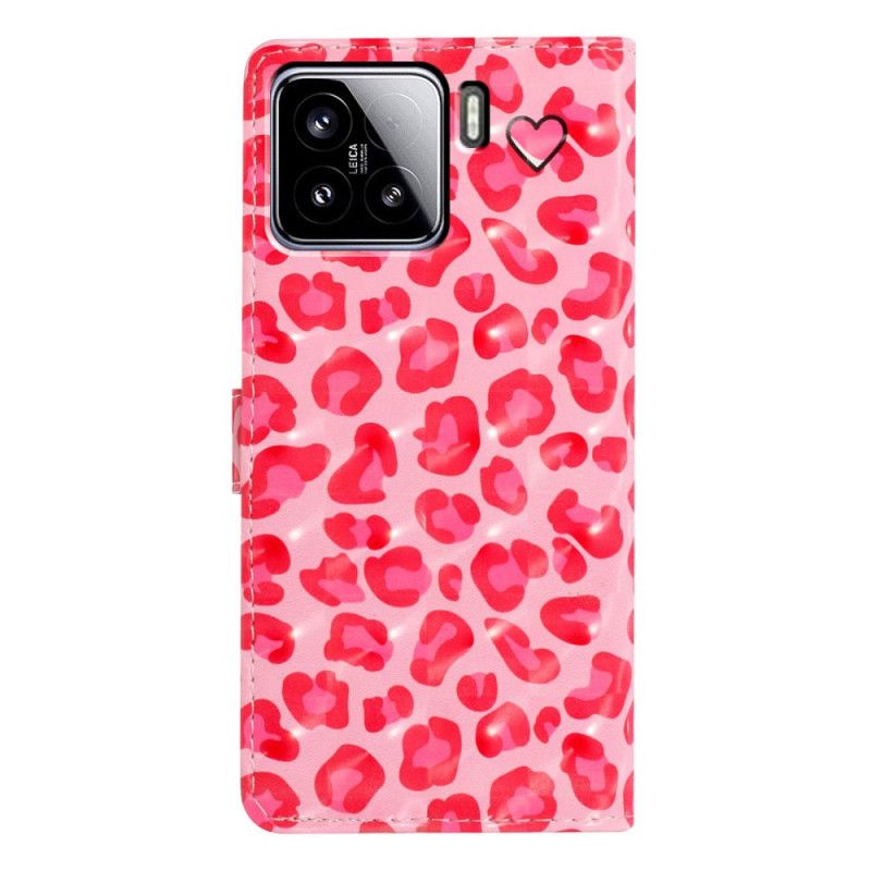 Flip Cover Xiaomi 15 3d-lyserødt Leopardmønster