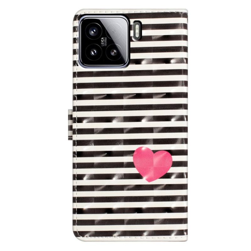 Flip Cover Xiaomi 15 3d-striber Og Hjerter