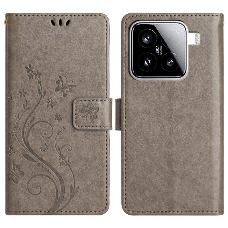 Flip Cover Xiaomi 15 Blomstermønster