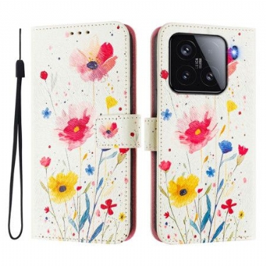 Flip Cover Xiaomi 15 Blomstermotiv