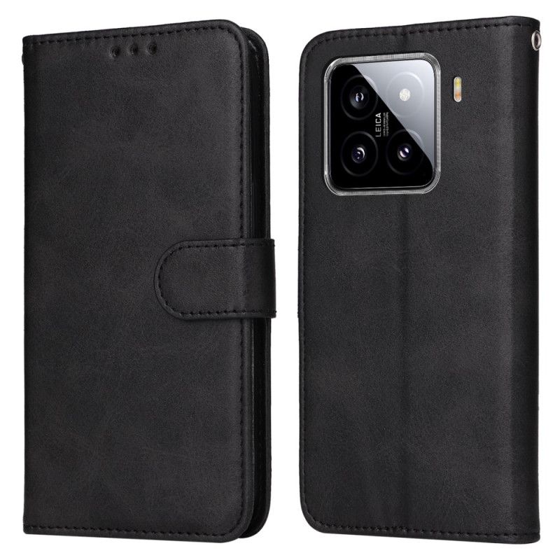 Flip Cover Xiaomi 15 Ensfarvet Læderrem