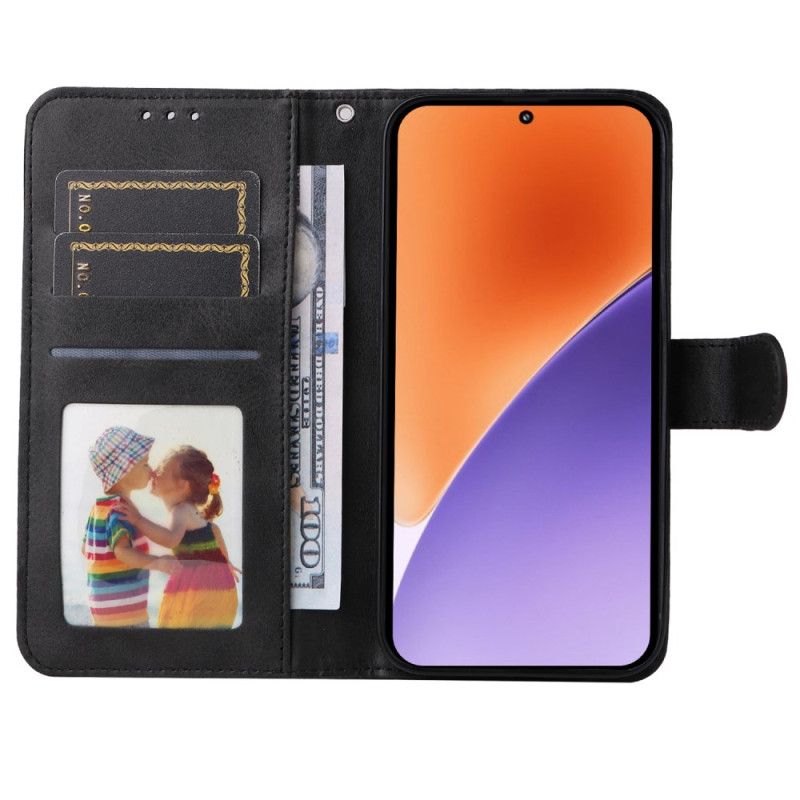 Flip Cover Xiaomi 15 Ensfarvet Læderrem
