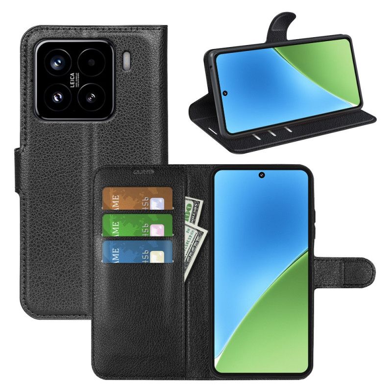 Flip Cover Xiaomi 15 Litchi Kunstlæder Klassisk