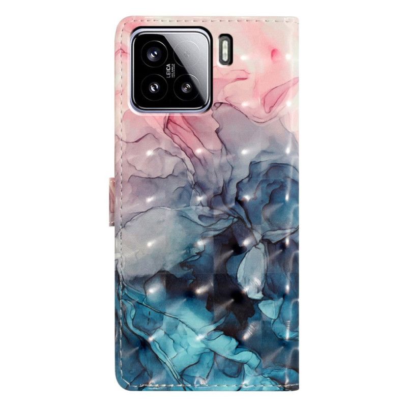 Flip Cover Xiaomi 15 Lyserød Og Blå Marmor