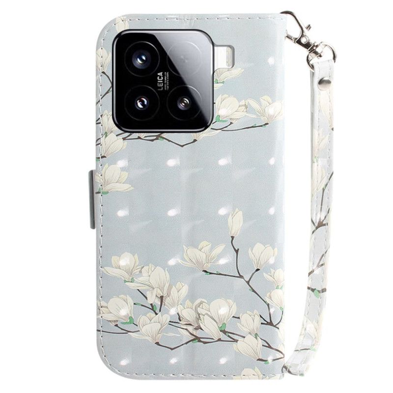 Flip Cover Xiaomi 15 Snor Med Magnoliamønster