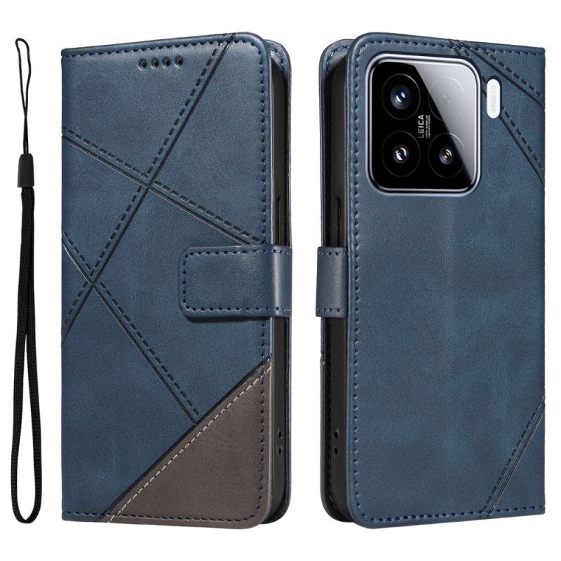 Flip Cover Xiaomi 15 Tofarvede Linjer Og Striber
