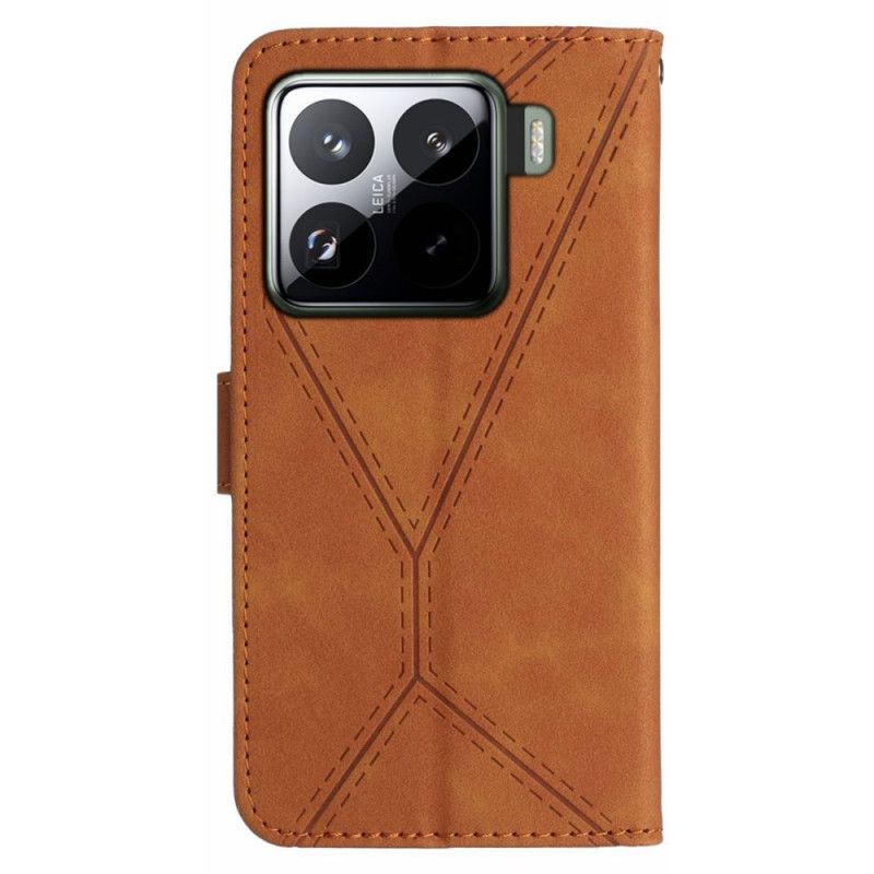 Læder Cover Xiaomi 15 Ruskindseffekt Med Linjer Og Striber