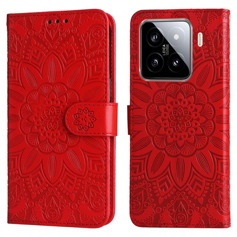 Læder Cover Xiaomi 15 Solsikkemønster