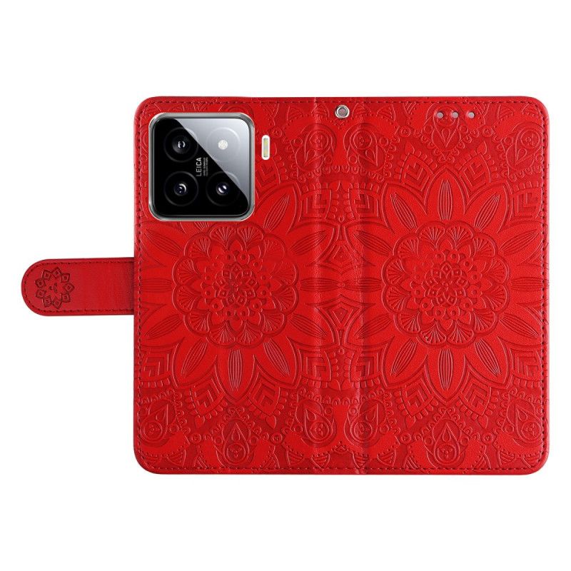 Læder Cover Xiaomi 15 Solsikkemønster