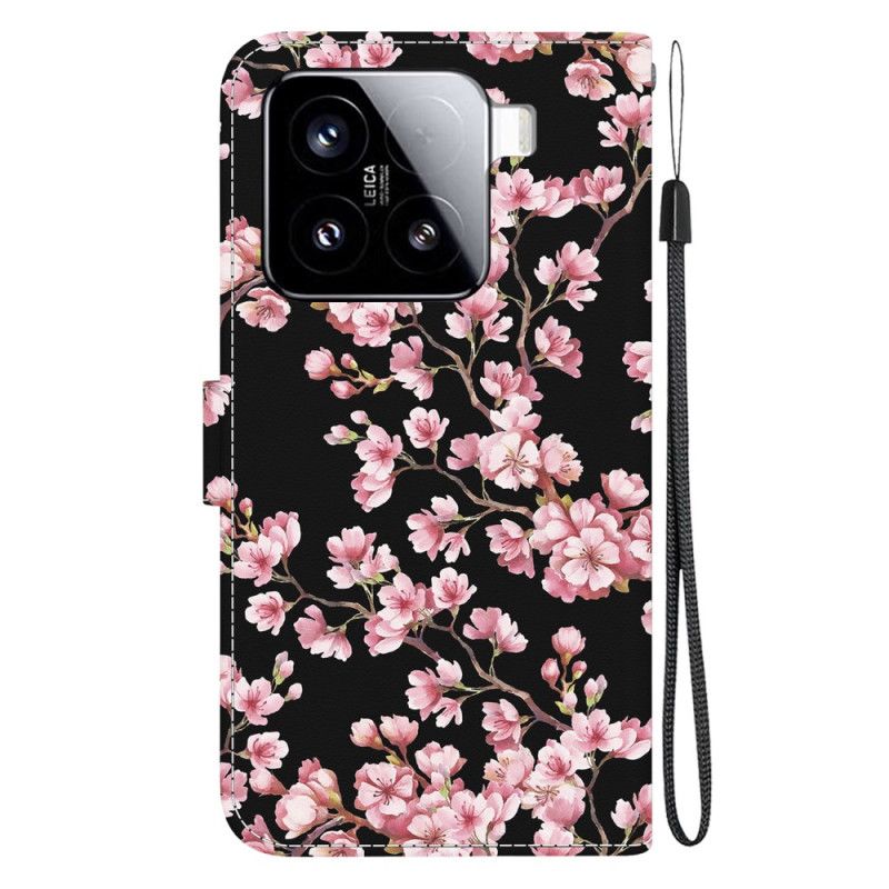 Læder Cover Xiaomi 15 Telefon Etui Blommeblomster