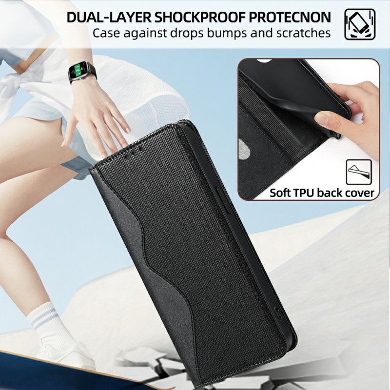 Læder Cover Xiaomi 15 Telefon Etui Bølget Design