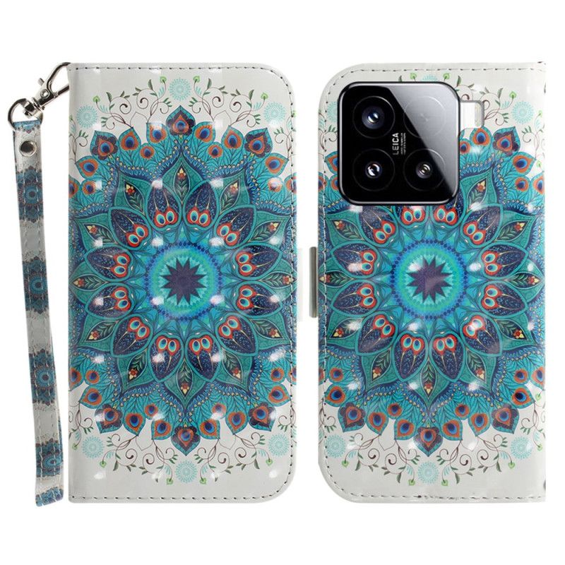 Læder Cover Xiaomi 15 Telefon Etui Grøn Mandala-snor
