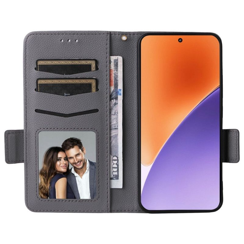 Læder Cover Xiaomi 15 Telefon Etui Litchi Kunstlæder Med Rem