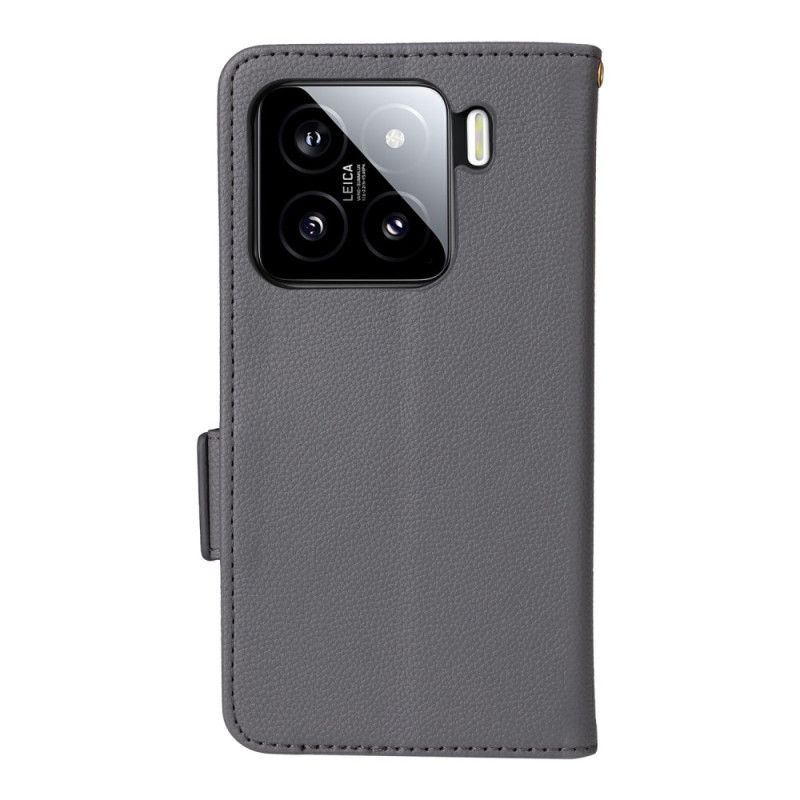 Læder Cover Xiaomi 15 Telefon Etui Litchi Kunstlæder Med Rem