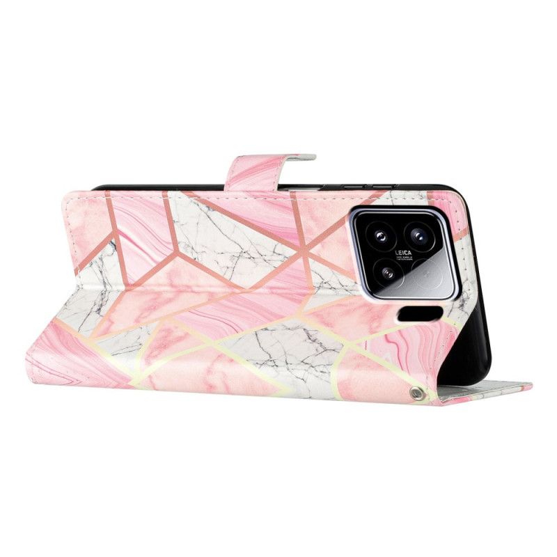 Læder Cover Xiaomi 15 Telefon Etui Lyserød Marmor
