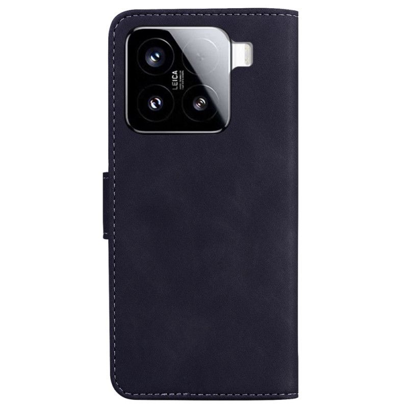 Læder Cover Xiaomi 15 Telefon Etui Sommerfuglemønster