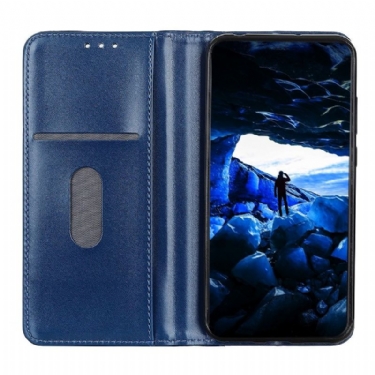 Etui Samsung Galaxy A71 Flip Cover Imiteret Læder - Blå