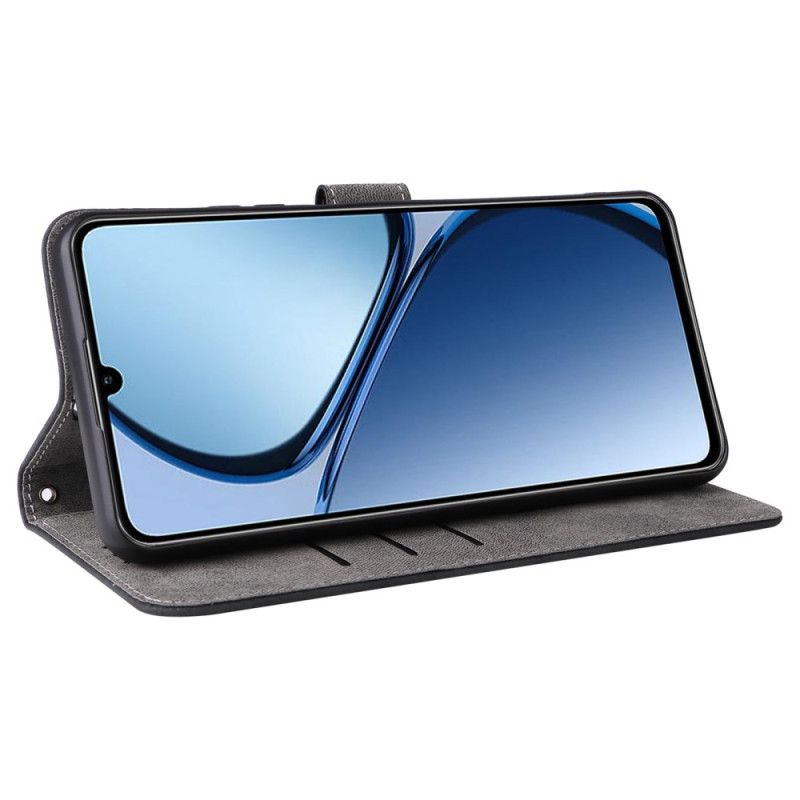 Flip Cover Til Realme C61 Rfid-beskyttelse Ruskindseffekt Med Rem