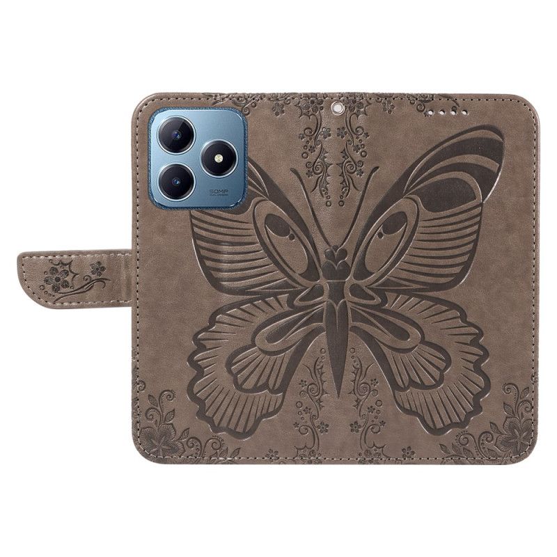 Læder Cover Realme C61 Grafisk Sommerfugl
