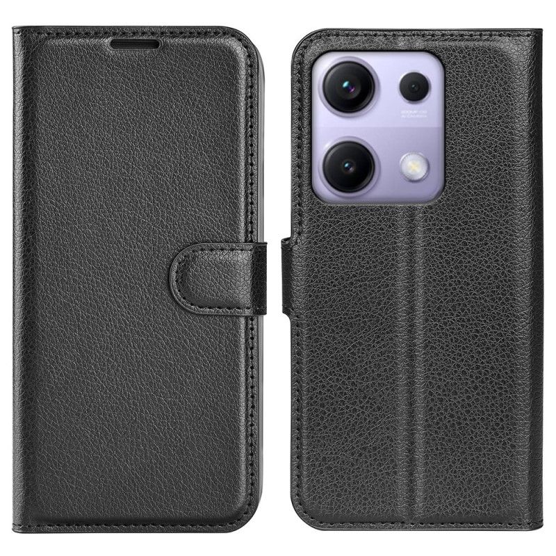 Flip Cover Xiaomi Redmi Note 14s Klassisk Litchi-kunstlæder