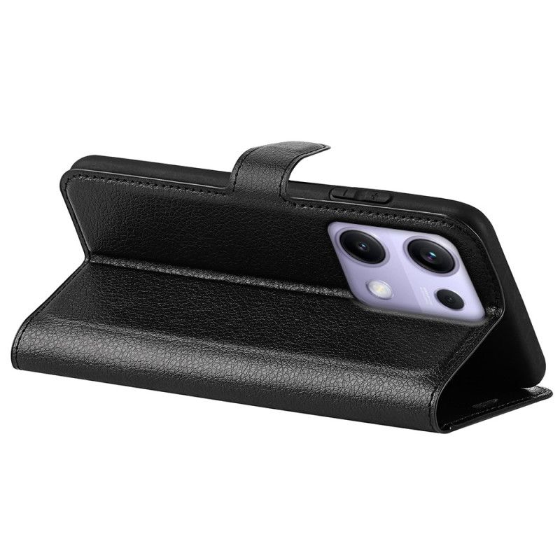 Flip Cover Xiaomi Redmi Note 14s Klassisk Litchi-kunstlæder