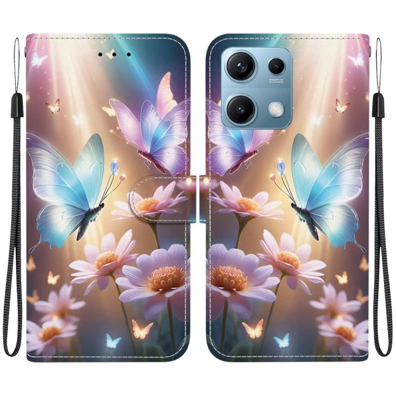 Læder Cover Xiaomi Redmi Note 14s Sommerfugle I Lyset