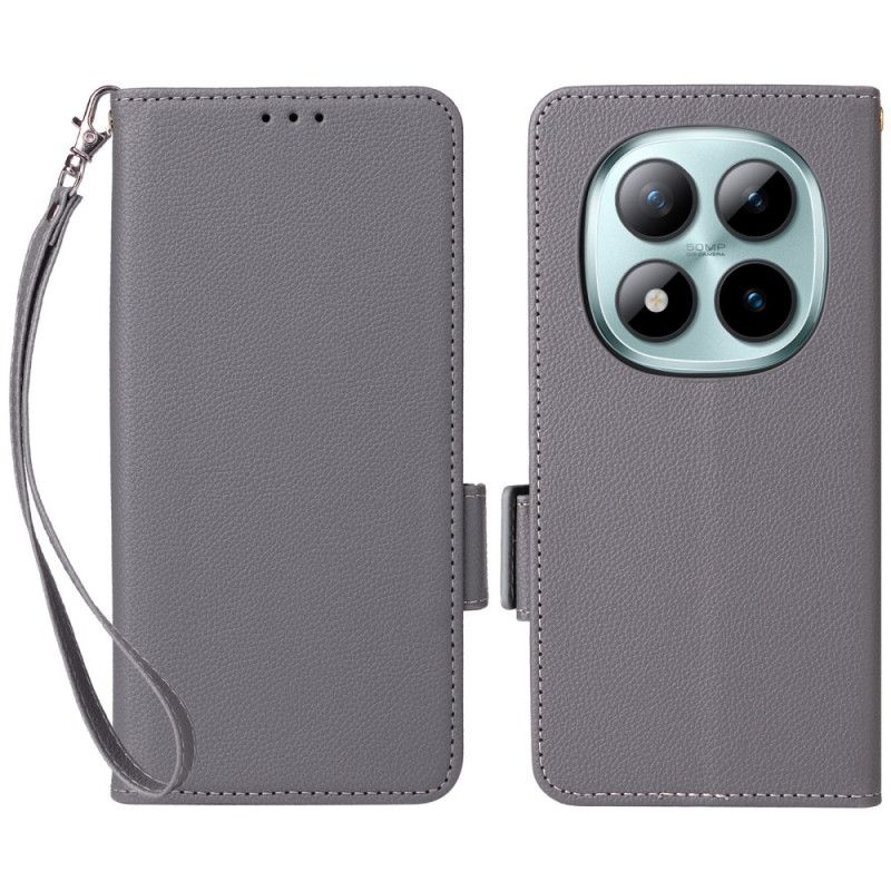 Flip Cover Til Xiaomi Redmi Note 15 Pro Plus 5g Litchi-kunstlæder Med Rem