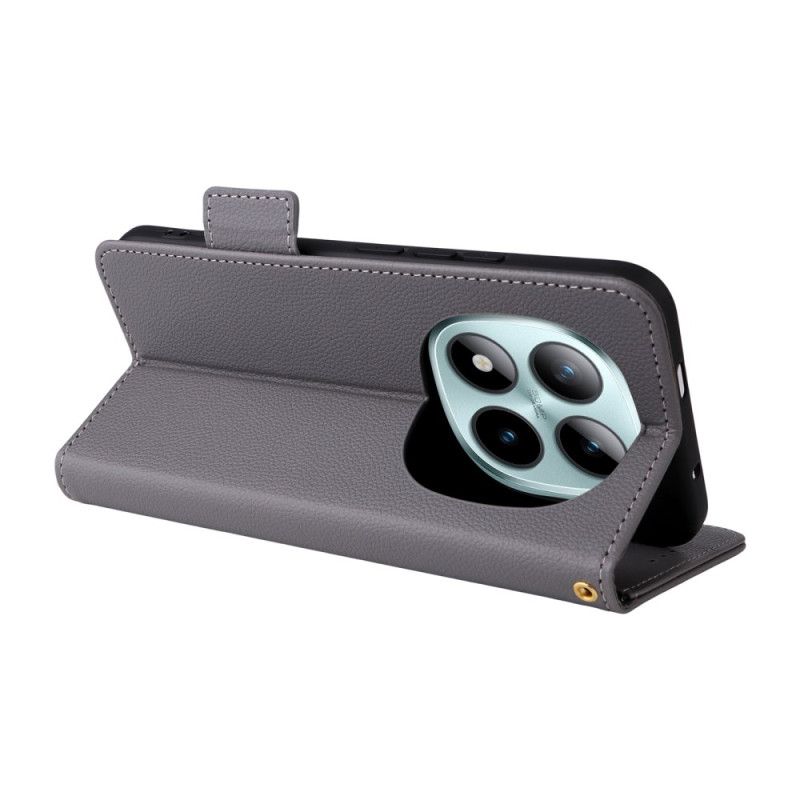 Flip Cover Til Xiaomi Redmi Note 15 Pro Plus 5g Litchi-kunstlæder Med Rem