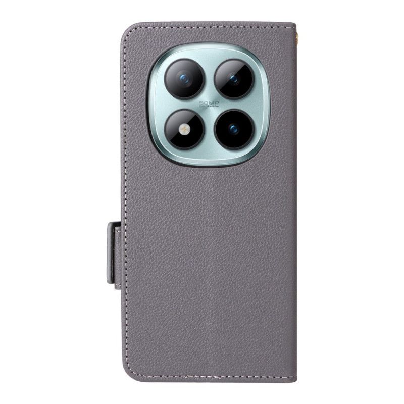 Flip Cover Til Xiaomi Redmi Note 15 Pro Plus 5g Litchi-kunstlæder Med Rem