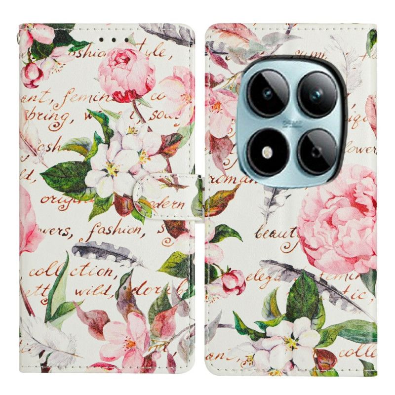 Flip Cover Xiaomi Redmi Note 15 Pro Plus 5g Grønne Blomster Og Blade