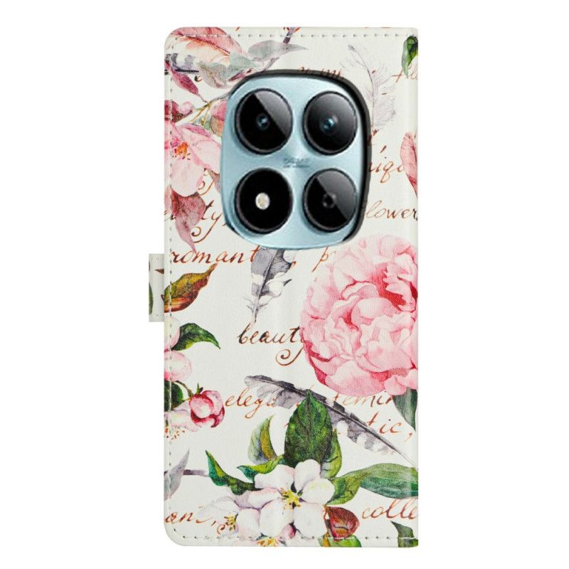 Flip Cover Xiaomi Redmi Note 15 Pro Plus 5g Grønne Blomster Og Blade