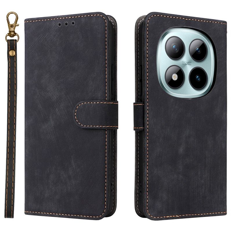 Flip Cover Xiaomi Redmi Note 15 Pro Plus 5g Ruskindseffekt Med Rem