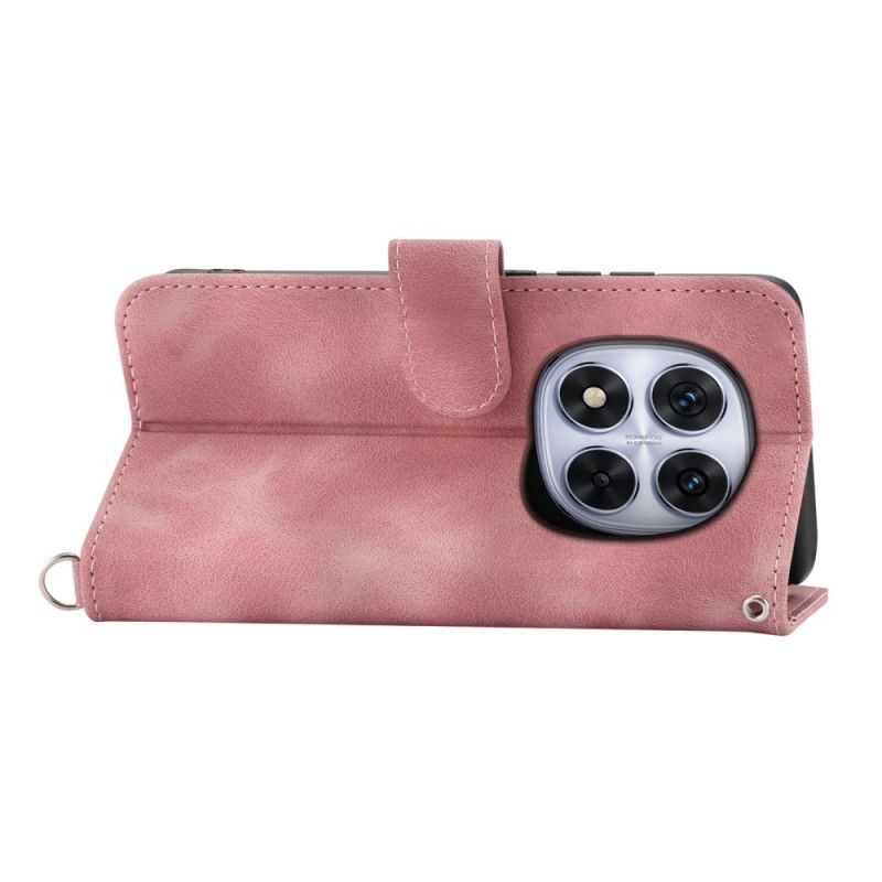 Læder Cover Xiaomi Redmi Note 15 Pro Plus 5g Blomstermønster Med Skulderrem Og Rem