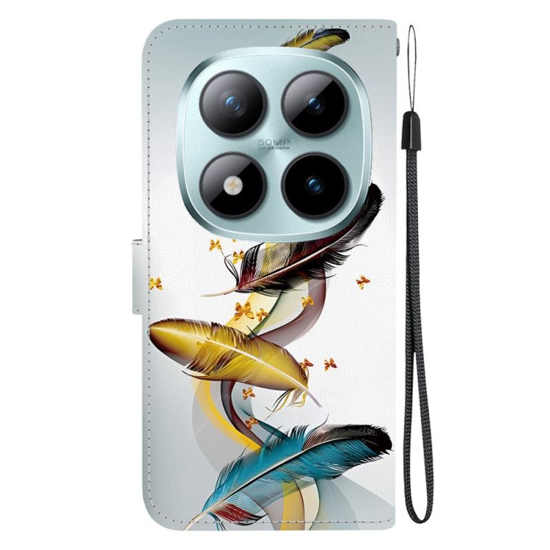 Læder Cover Xiaomi Redmi Note 15 Pro Plus 5g Telefon Etui Farverige Fjer