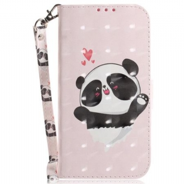 Læder Cover Xiaomi Redmi Note 15 Pro Plus 5g Telefon Etui Panda-kærlighed Med Snor
