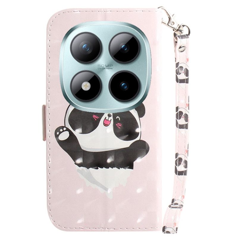 Læder Cover Xiaomi Redmi Note 15 Pro Plus 5g Telefon Etui Panda-kærlighed Med Snor