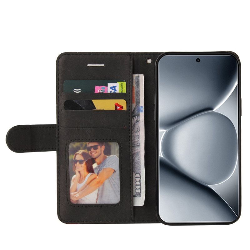 Læder Cover Xiaomi Redmi Note 15 Pro Plus 5g Telefon Etui Tofarvet Bølget