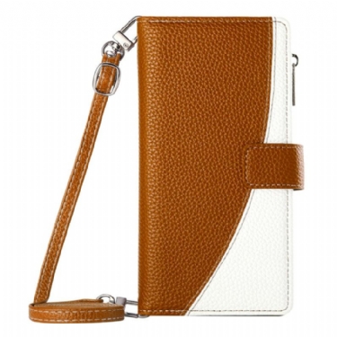 Læder Cover Xiaomi Redmi Note 15 Pro Plus 5g Telefon Etui Tofarvet Med Stropper