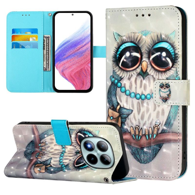 Lederhüllen Für Xiaomi Redmi Note 15 Pro Plus 5g Graue Eule