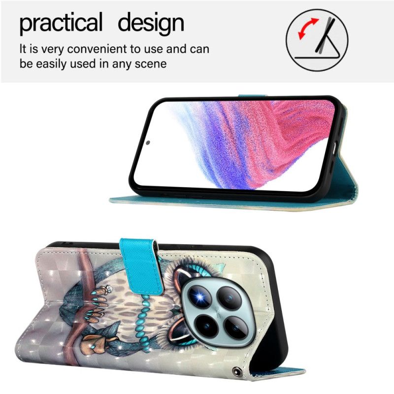 Lederhüllen Für Xiaomi Redmi Note 15 Pro Plus 5g Graue Eule