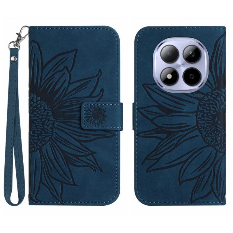 Lederhüllen Xiaomi Redmi Note 15 Pro Plus 5g Handyhülle Sonnenblumenmuster Mit Riemen