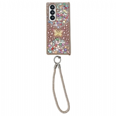 Cover Samsung Galaxy Z Fold 7 Rhinstenssommerfugl Med Rem