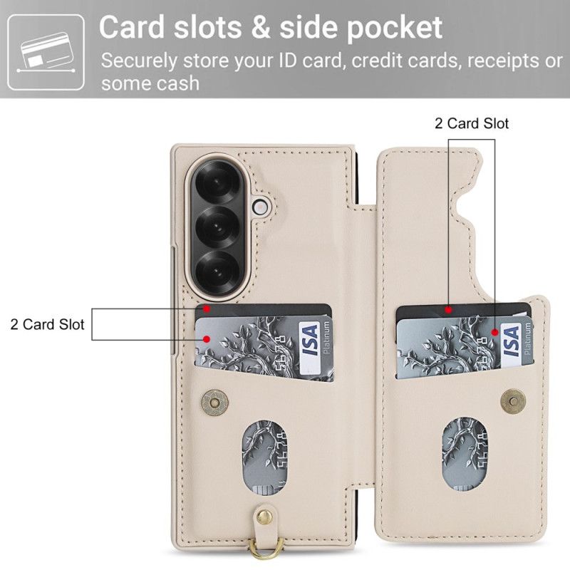 Cover Samsung Galaxy Z Fold 7 Telefon Etui Kortholder Og Stativ Med 3d-blomstermotiv