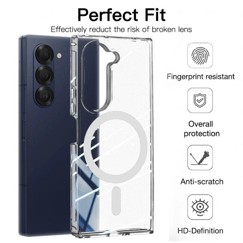 Cover Samsung Galaxy Z Fold 7 Telefon Etui Magsafe Kompatibel Gennemsigtig