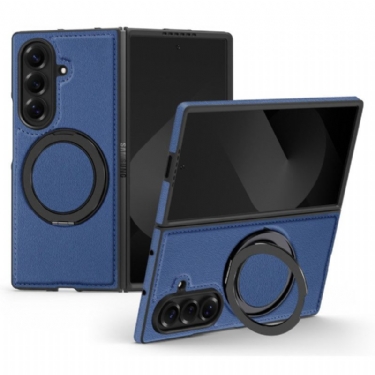 Cover Samsung Galaxy Z Fold 7 Telefon Etui Magsafe-kompatibel Lædereffekt Med Roterende Ringholder
